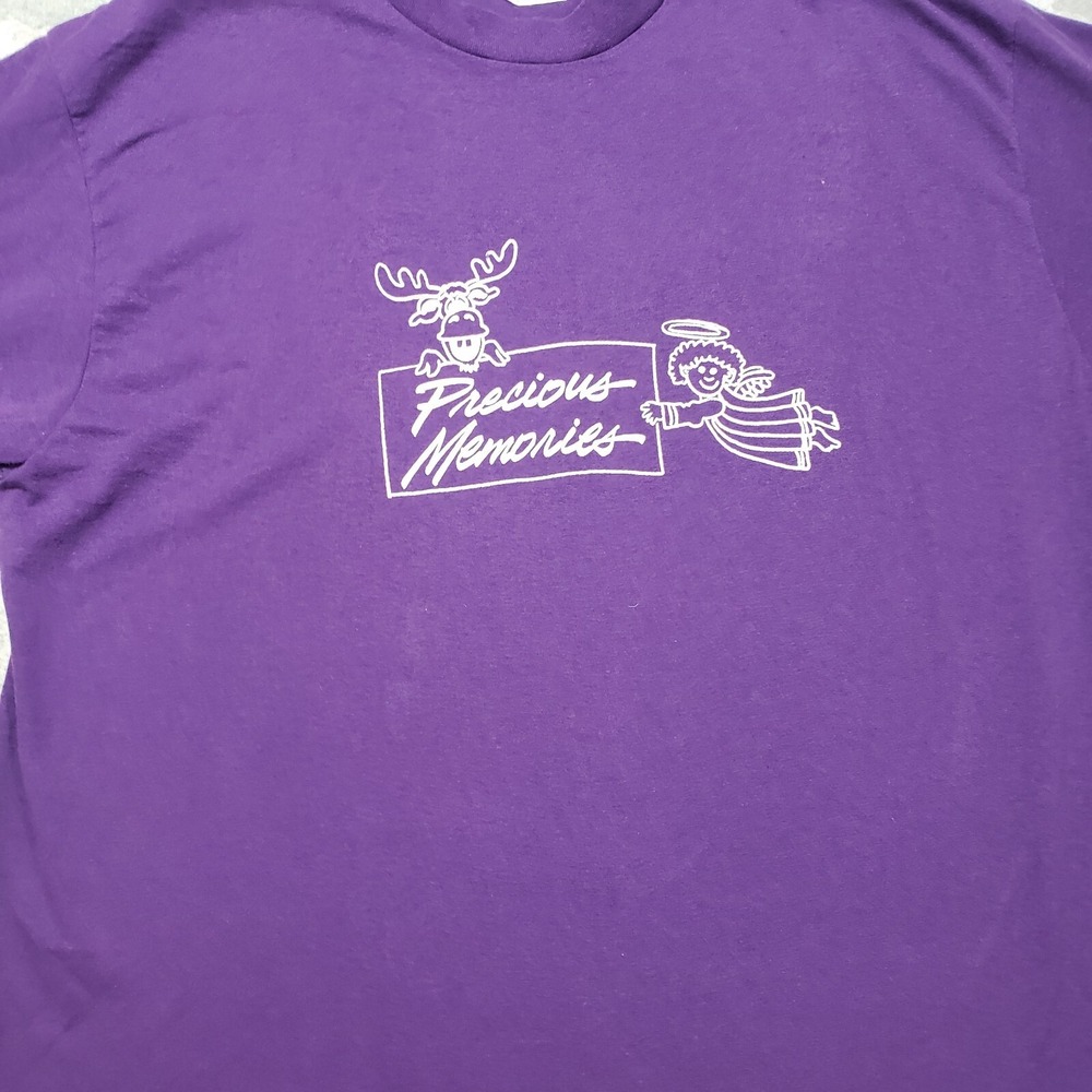 Vintage Precious Memories Shirt Adult XL Purple Hanes Made USA Single Stitch‎